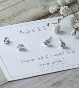April sterling silver birthstone stud earrings