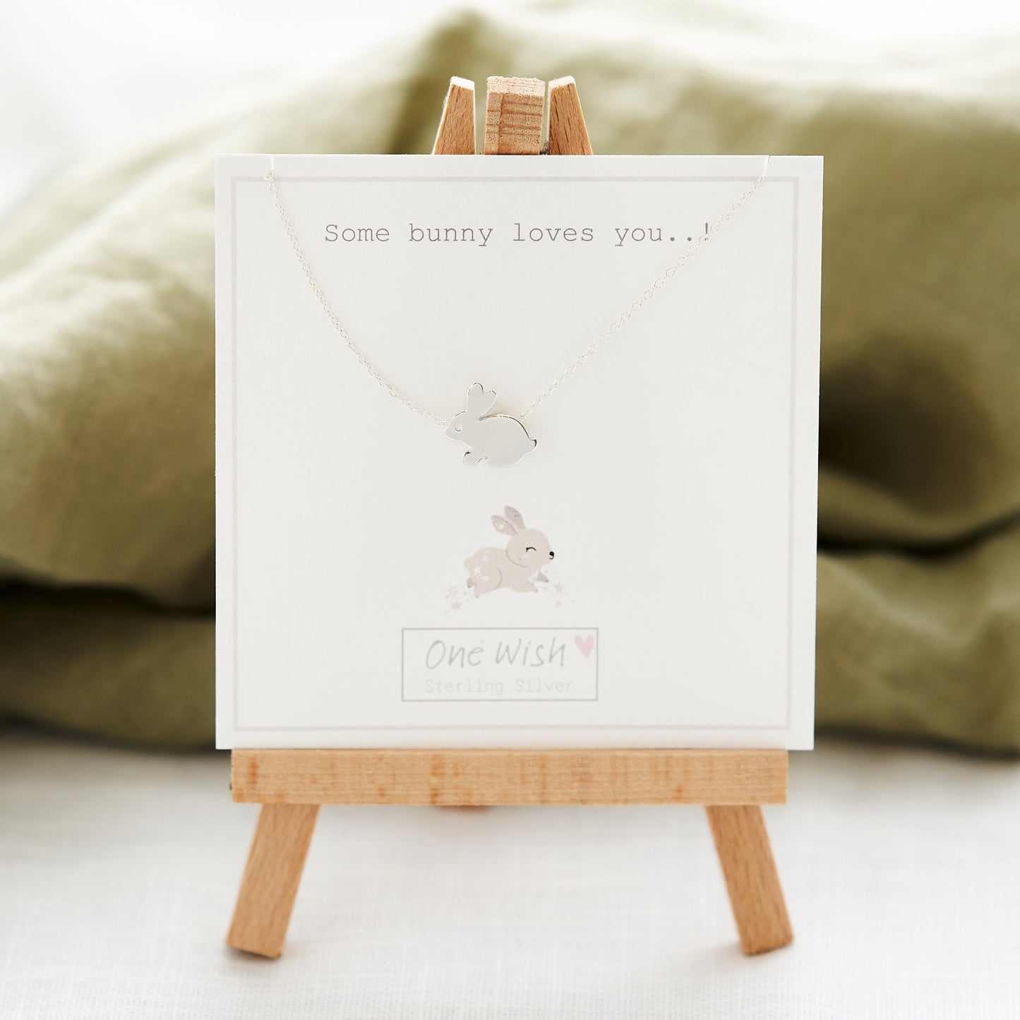 Some bunny loves you quote - sterling silver bunny rabbit necklace on gift card