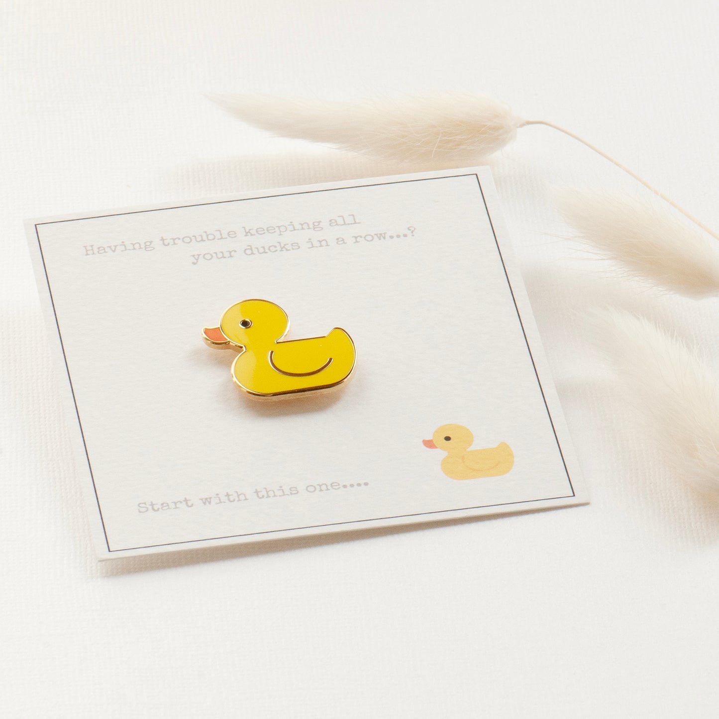 Ducks in a row, enamel duck pin gift