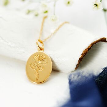 Morning Glory flower for September - gold plated birthday gift necklace