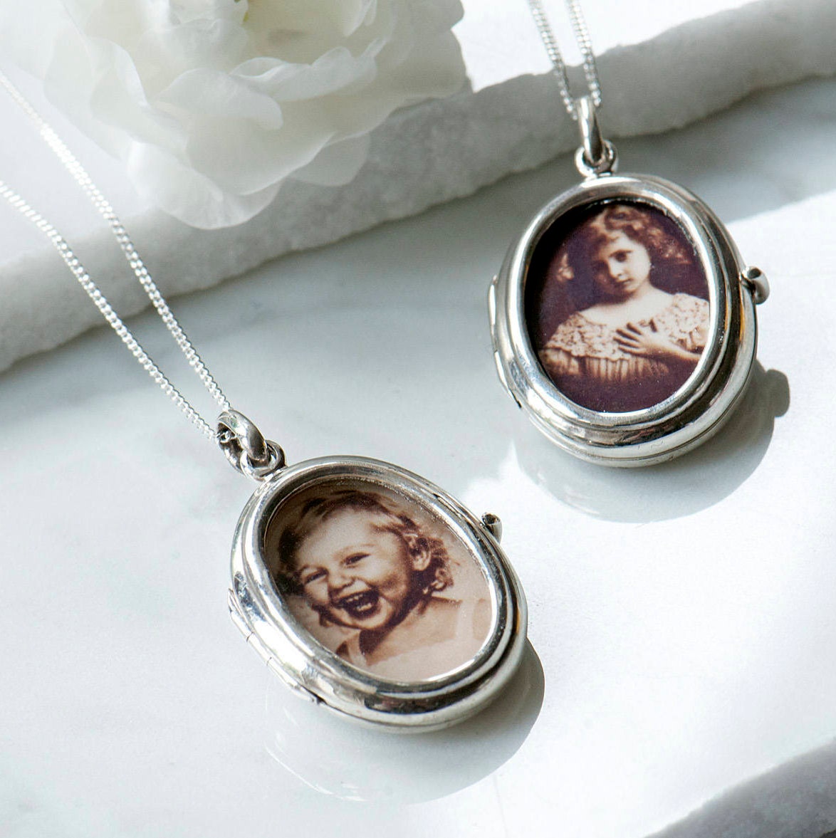 Glass Sterling silver two photograph locket, gift for mum, memorial gift, gift for her, thoughtful gift, remembrance gift