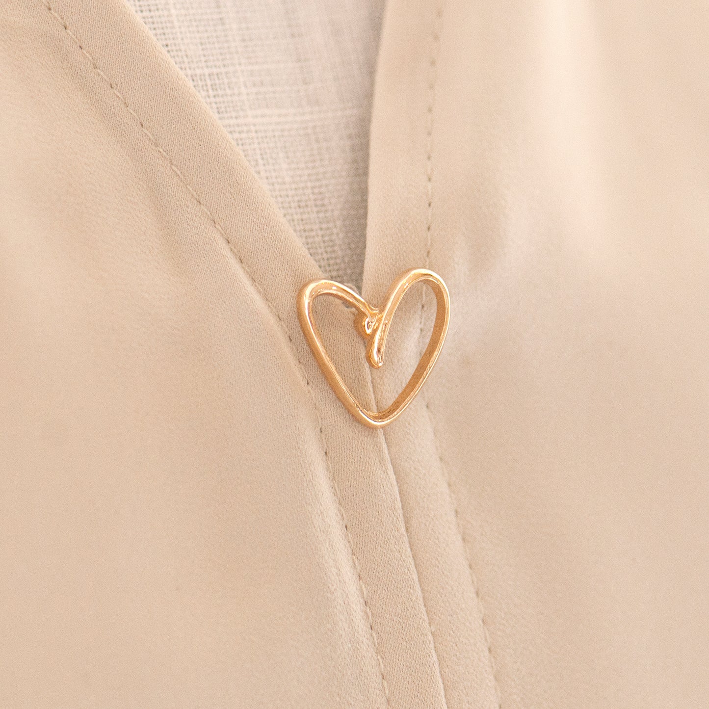 Gold heart metal modesty pin on low cut top, gift for her, gift for mum, gift for daughter, gift for friend