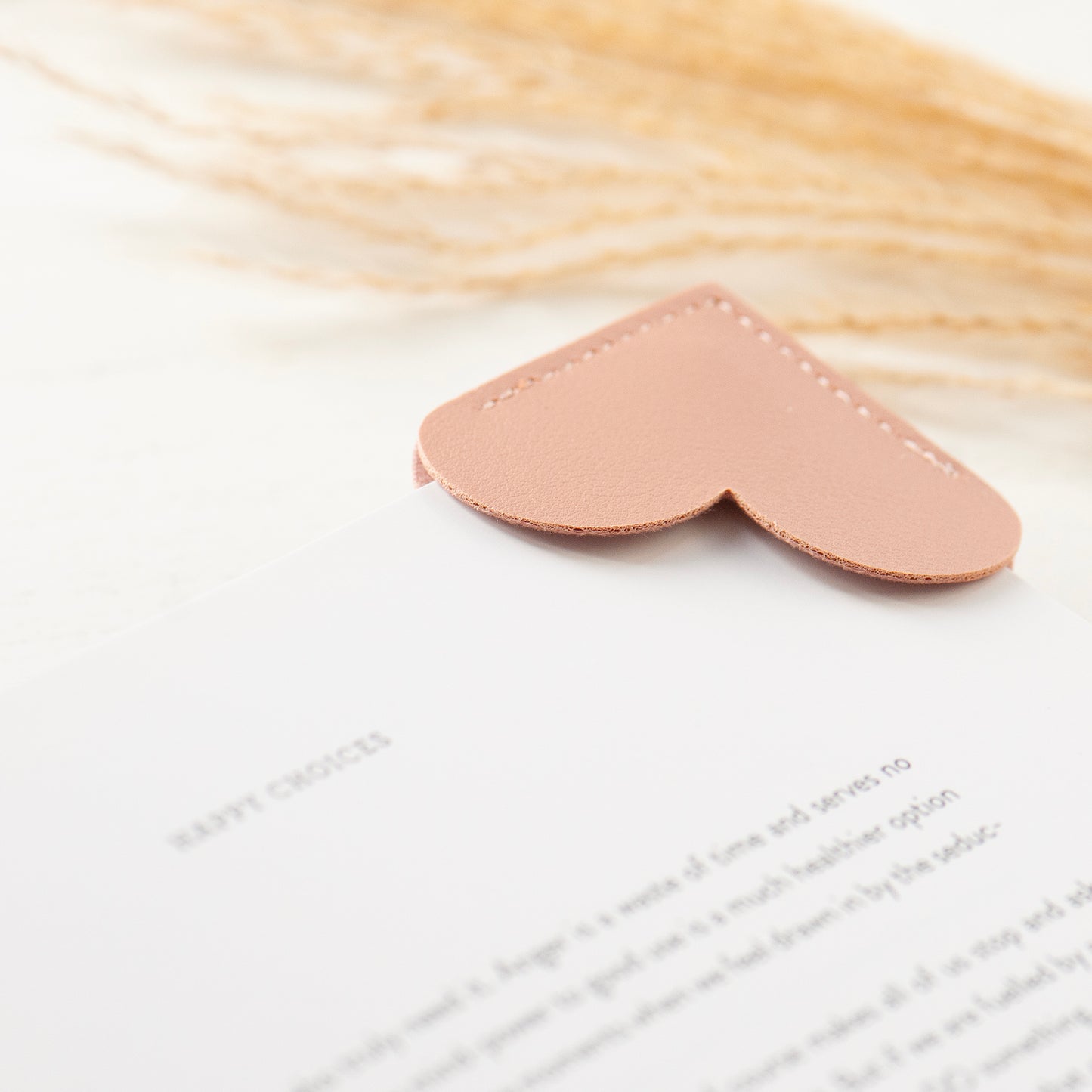 Heart faux leather bookmark smoke rose colour. gift for reader, booklover gift, gift under £10