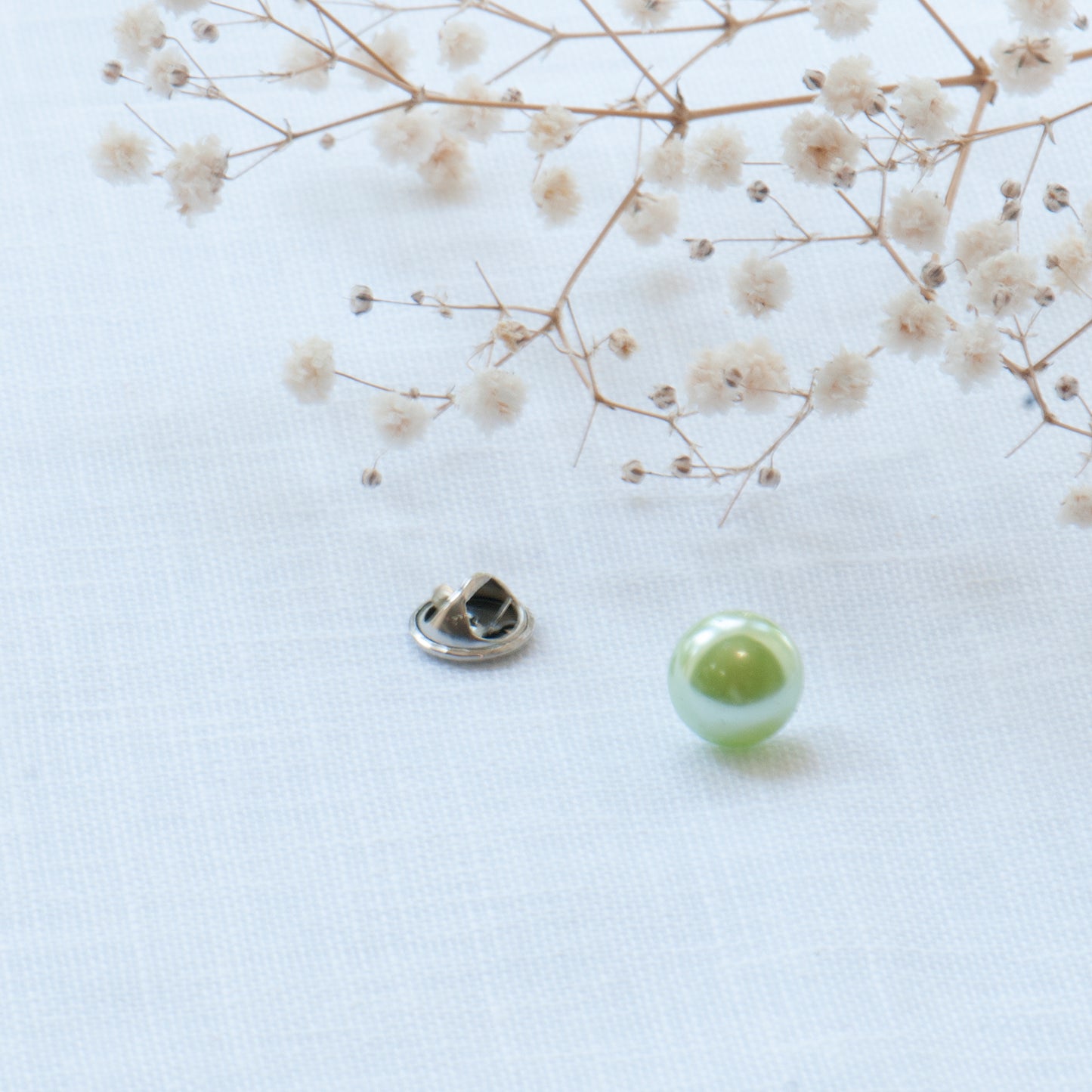 Green Pearl modesty pin, faux pearl pin, extra button pin for low cut top. Gifts under £10, gift for her, gift for friend,