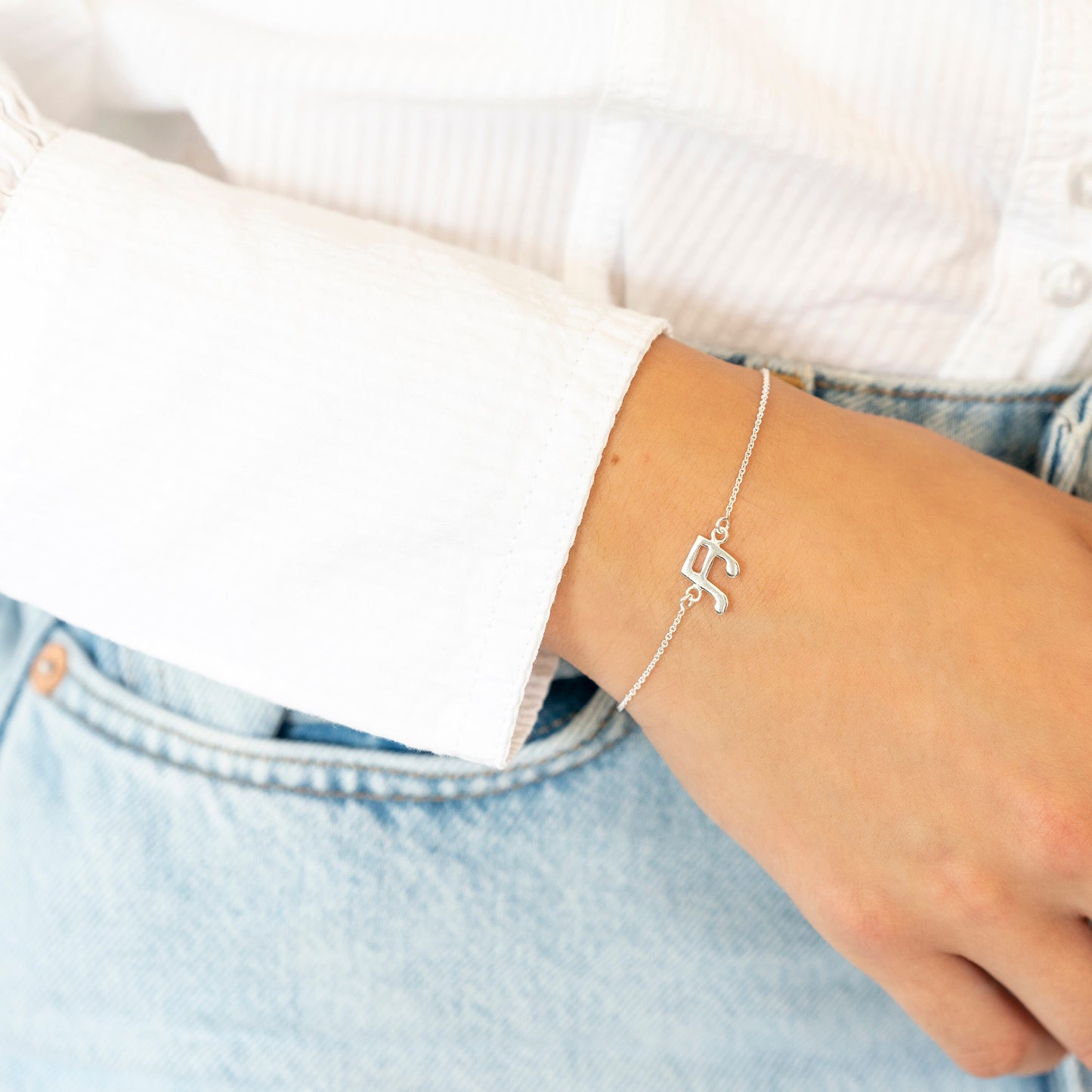 Music note silver bracelet sterling silver 925, on bespoke gift note that reads 'where words fail, music speaks' A lovely gift for a music lover, musician or singer - Designed by Rachel - Grace & Valour