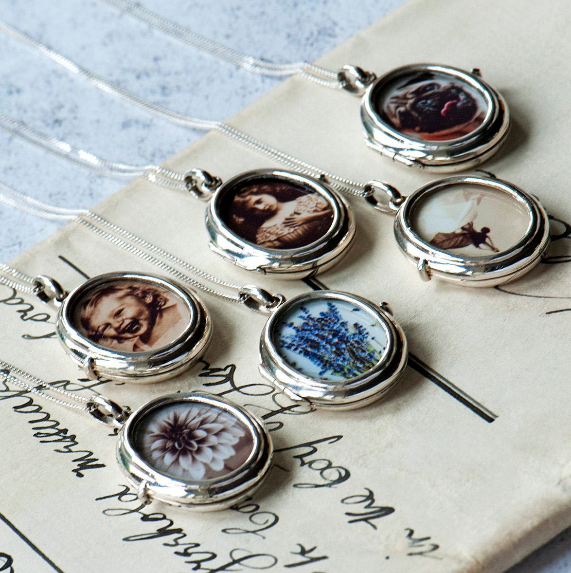 Glass Sterling silver two photograph locket, gift for mum, memorial gift, gift for her, thoughtful gift, remembrance gift