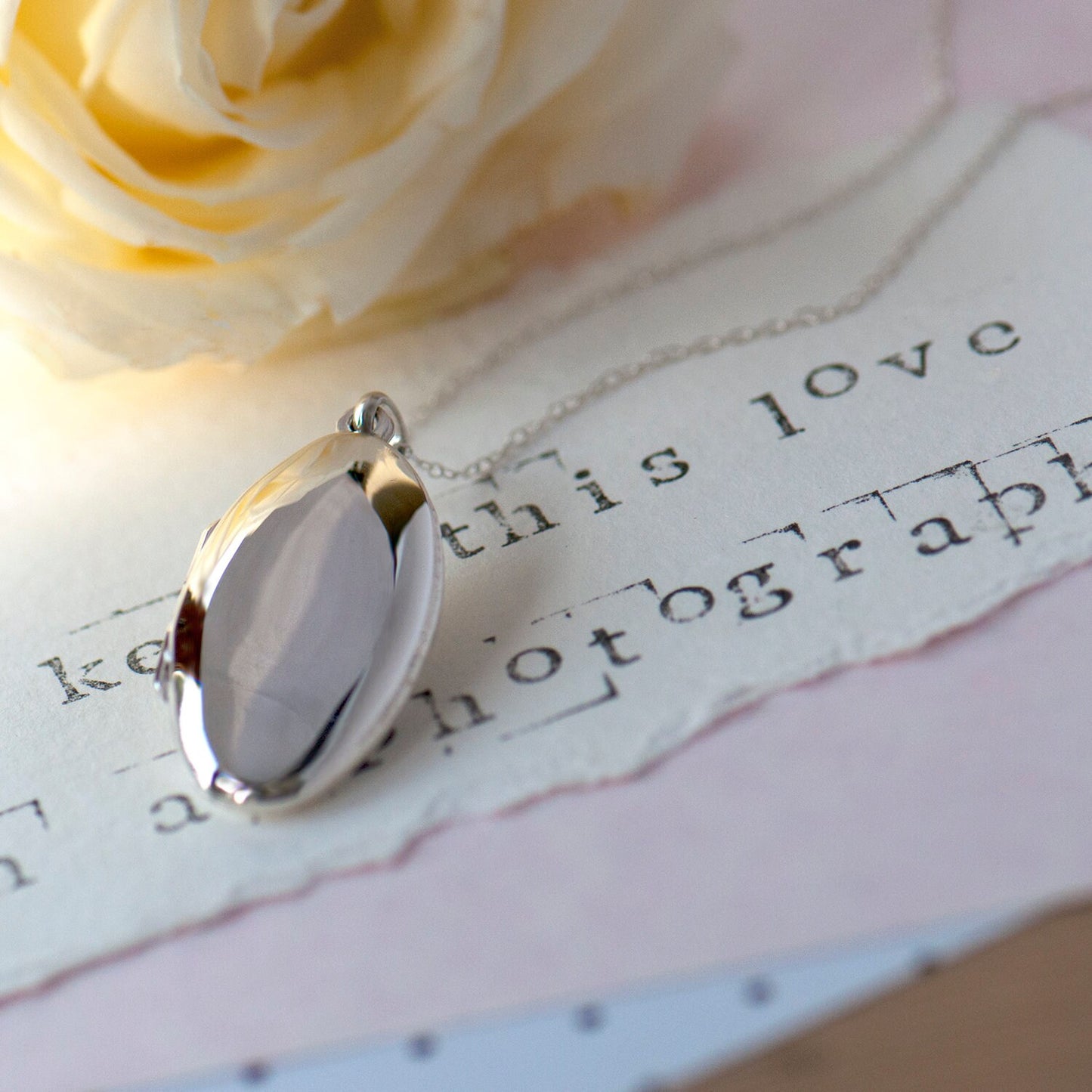 Large plain oval picture locket made from Sterling Silver 925, mothers day gift, memorial gift, statement locket necklace