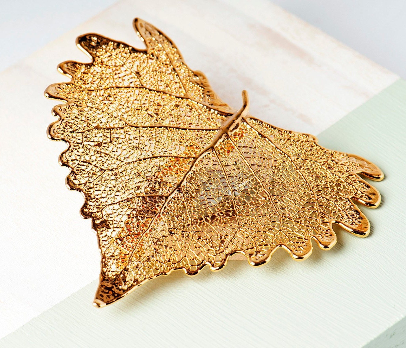 Cottonwood heart shaped Gold Real Leaf Brooch, autumn jewellery, natural jewellery