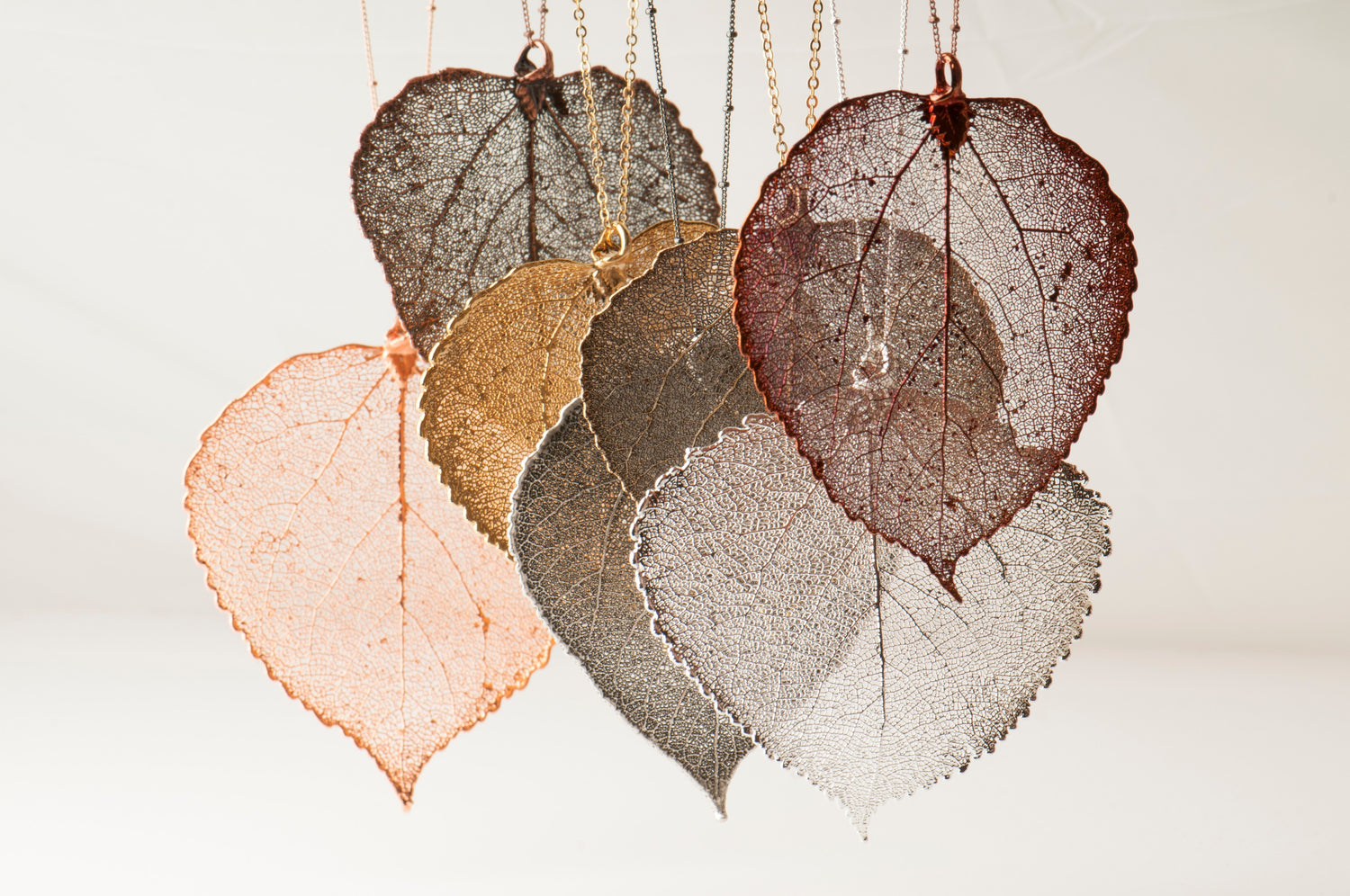 Real leaf necklaces, birch leaf necklaces