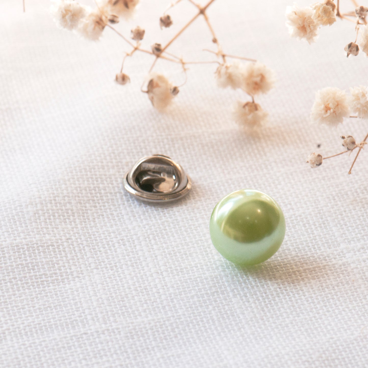 Green Pearl modesty pin. Soft Green Pearl modesty pin, faux pearl pin, extra button pin for low cut top. Gifts under £10, gift for her, gift for friend,