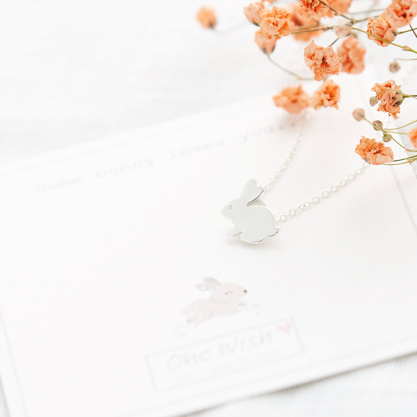 Some bunny loves you quote - sterling silver bunny rabbit necklace on gift card