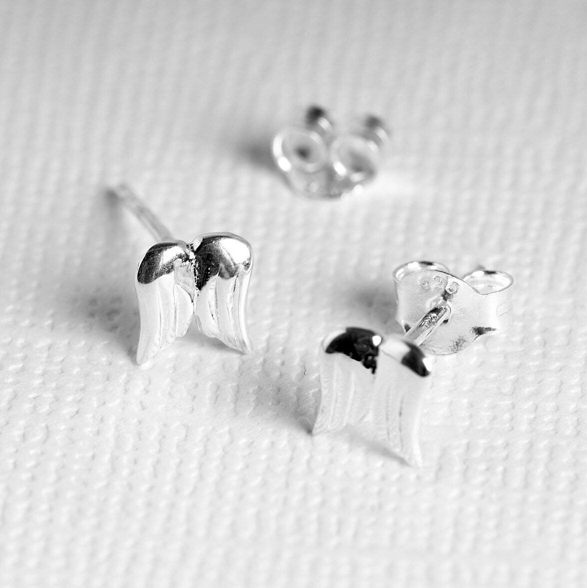 Sterling silver angel wing stud earrings, guardian angel stud earrings, silver 925, gift for her, gift for daughter, gift for bestie