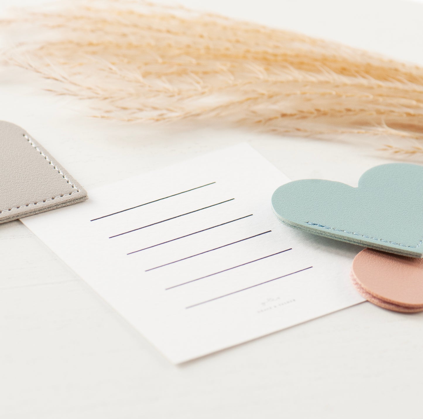 Three colours - Heart faux leather bookmark. Gift for reader, booklover gift, gift under £10. Pink, blue or grey bookmarks available.