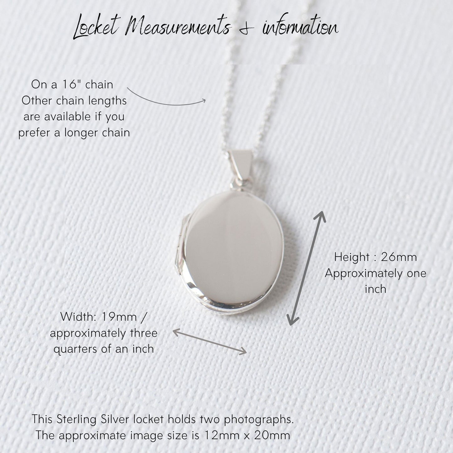 Wildflowers locket silver 925 dimensions