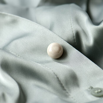 ceramic modesty pin on low cut blouse - Grace & Valour