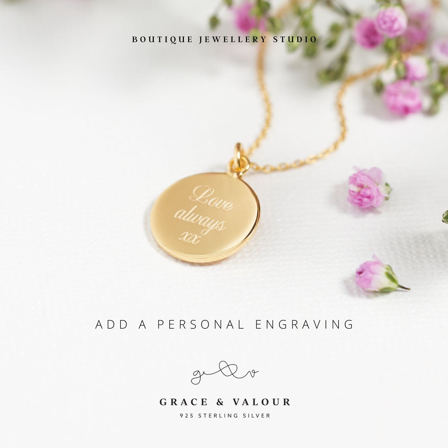 engraved courage pendant - personalised on the back