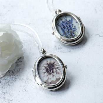 two picture silver glass memorial locket, gift for mum, sympathy gift