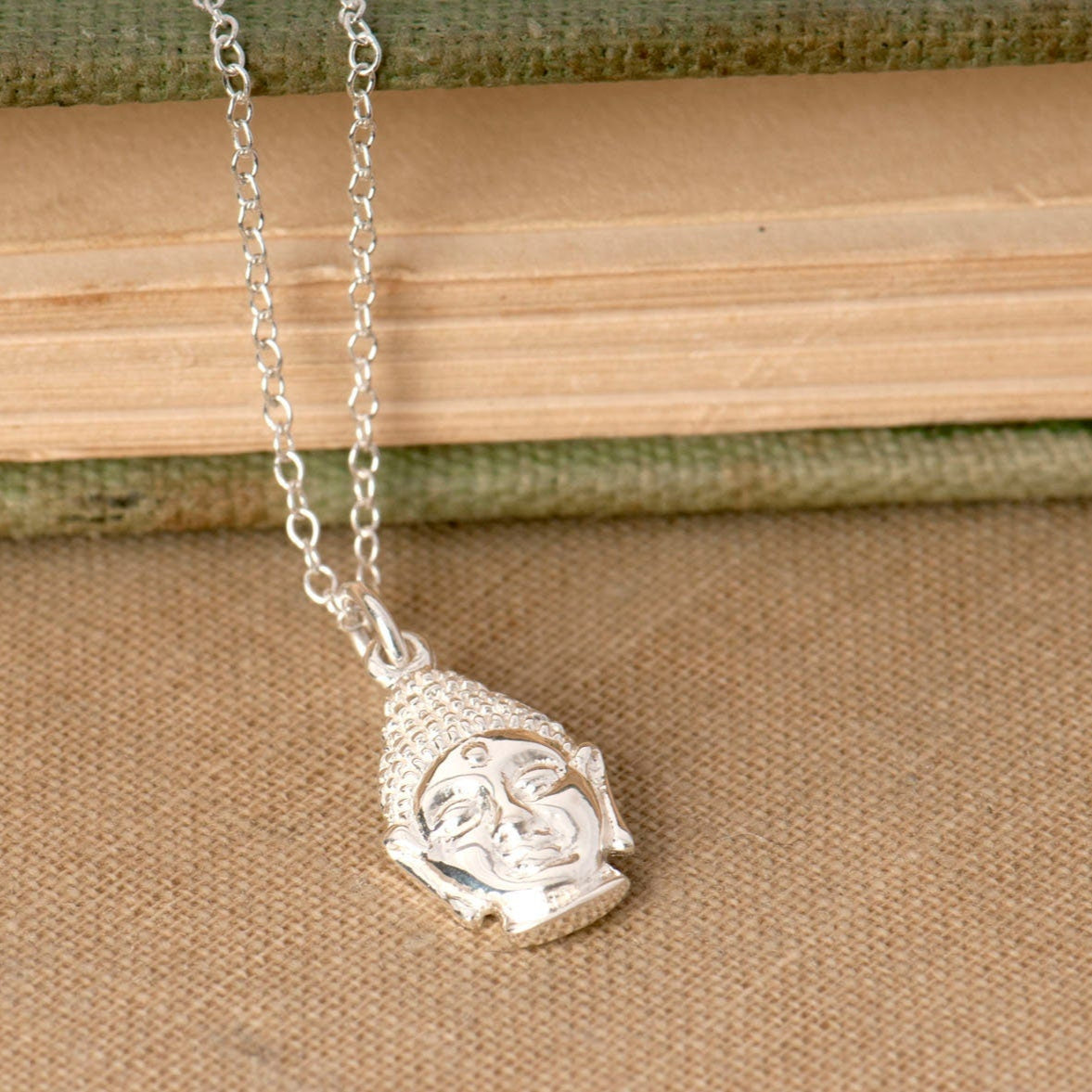 Buddha Head Sterling Silver Necklace - Peace comes from within, do not seek it without