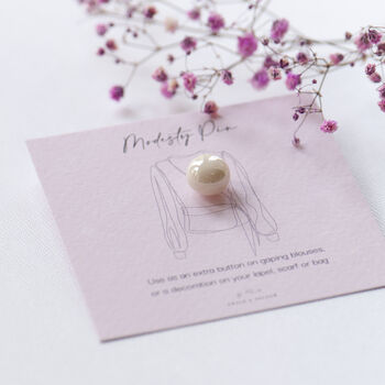 lustre ceramic modesty pin or extra button pin on gift card- Grace & Valour