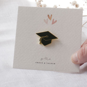 mortar board enamel pin on gift card the perfect gift for graduation