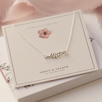 Fern necklace sterling silver nature lovers gift on bespoke flower gift card