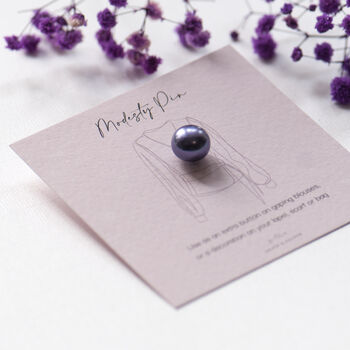 lilac modesty pin Grace and Valour on gift card, gift idea for mum, gift for her