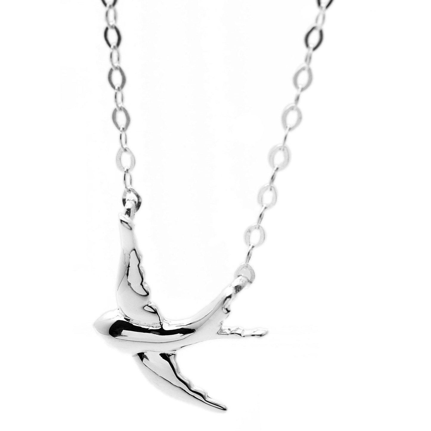 Swallow necklace sterling silver 925, gift for bird lover, freedom gift, gift for friend, travellers gift, silver necklace, gift card