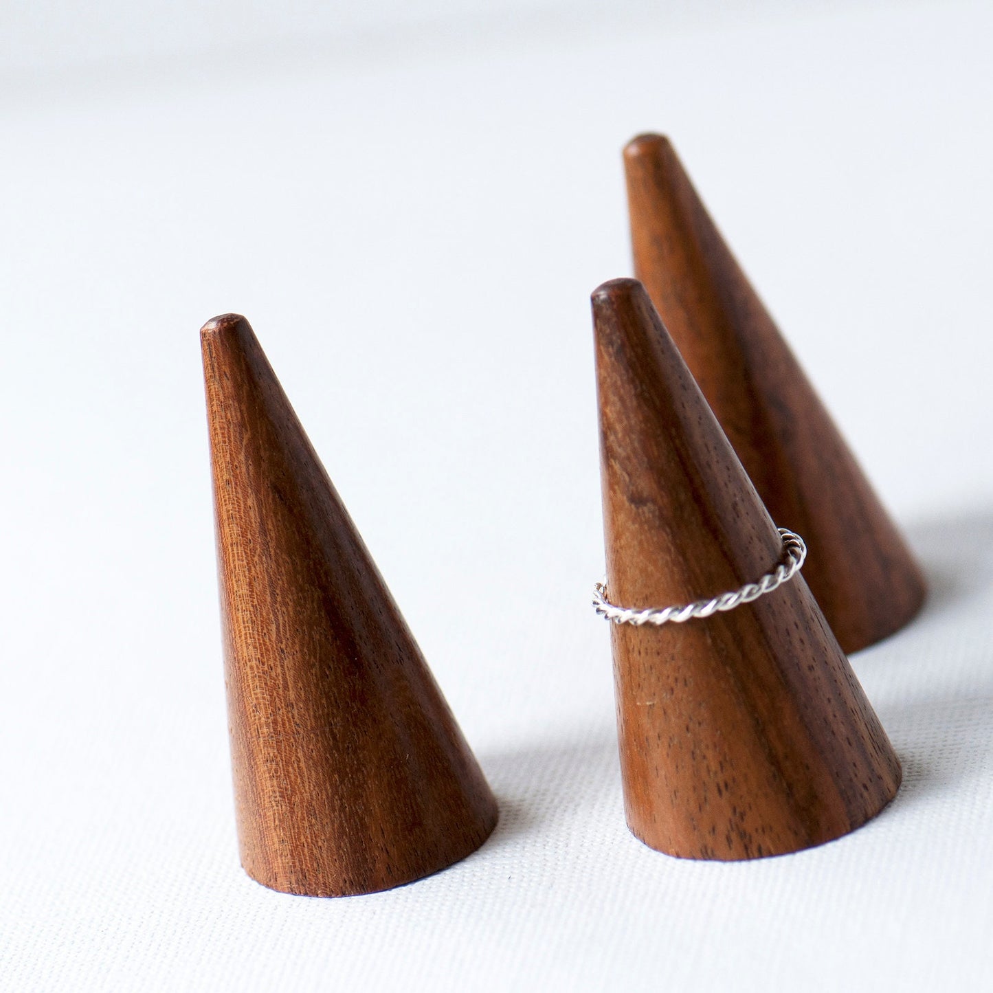 Sweet wood grain dark Rosewood natural ring cones or ring holders, pile your rings high to keep them safe, Gift for wife, gift for friend, thoughtful gift, wedding ring gift, engagement ring gift