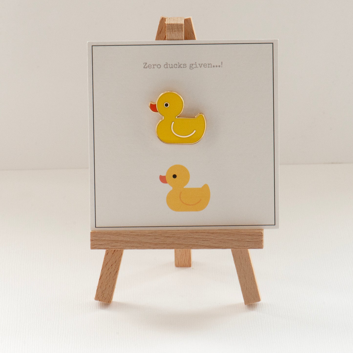 zero ducks given enamel duck pin on my bespoke gift card, gifts under £10, animal pin