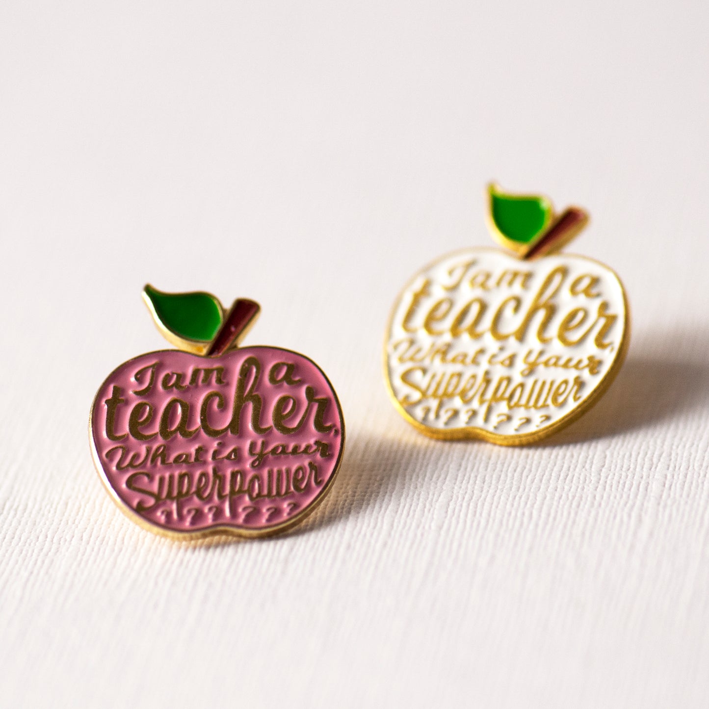 Teacher Apple Enamel Pin - End of Term Teacher Gift - “What’s Your Superpower?” Fun Gift From Child