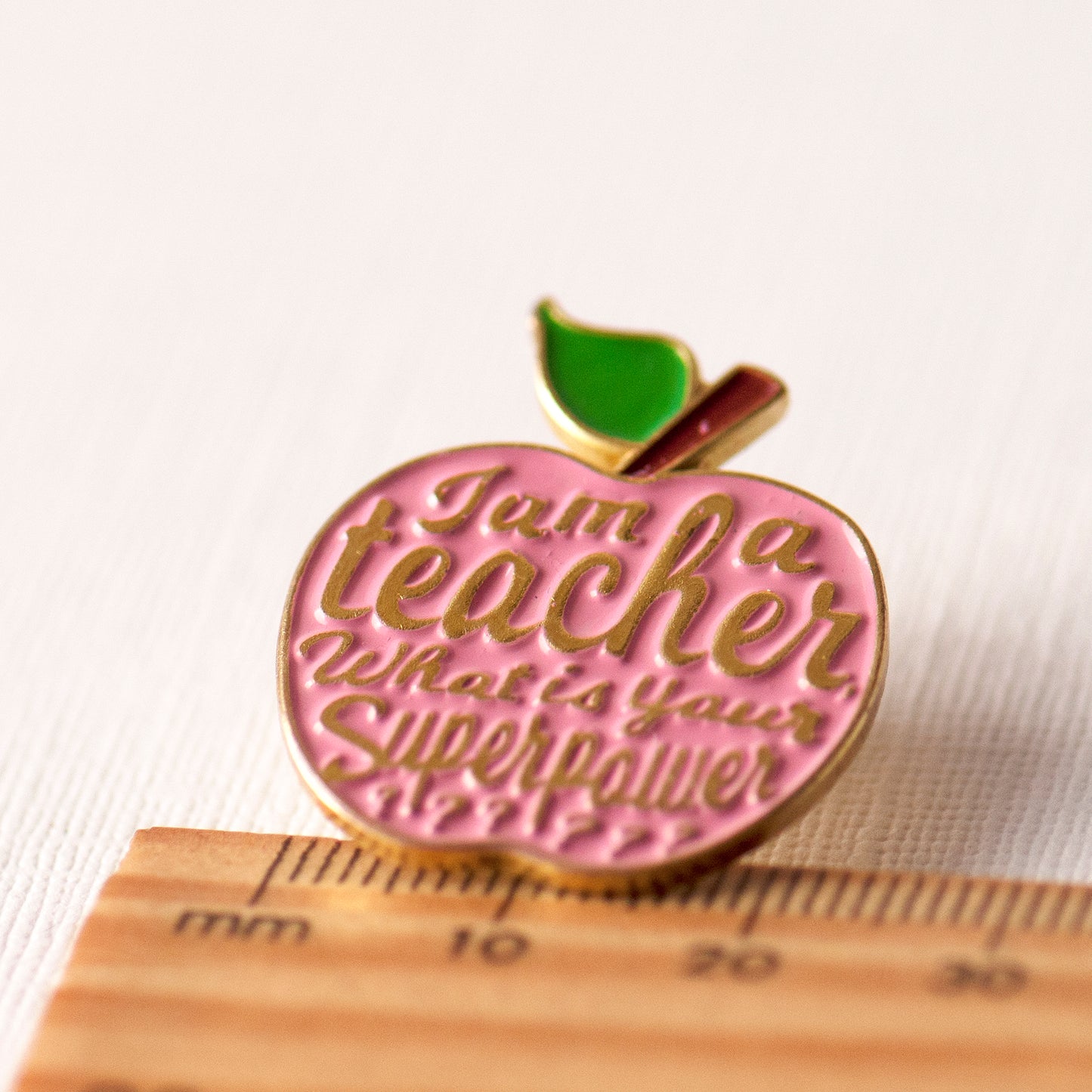 Teacher Apple Enamel Pin - End of Term Teacher Gift - “What’s Your Superpower?” Fun Gift From Child