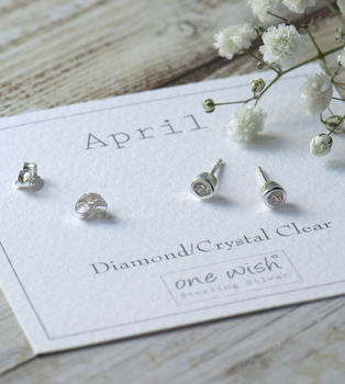 April sterling silver birthstone stud earrings 