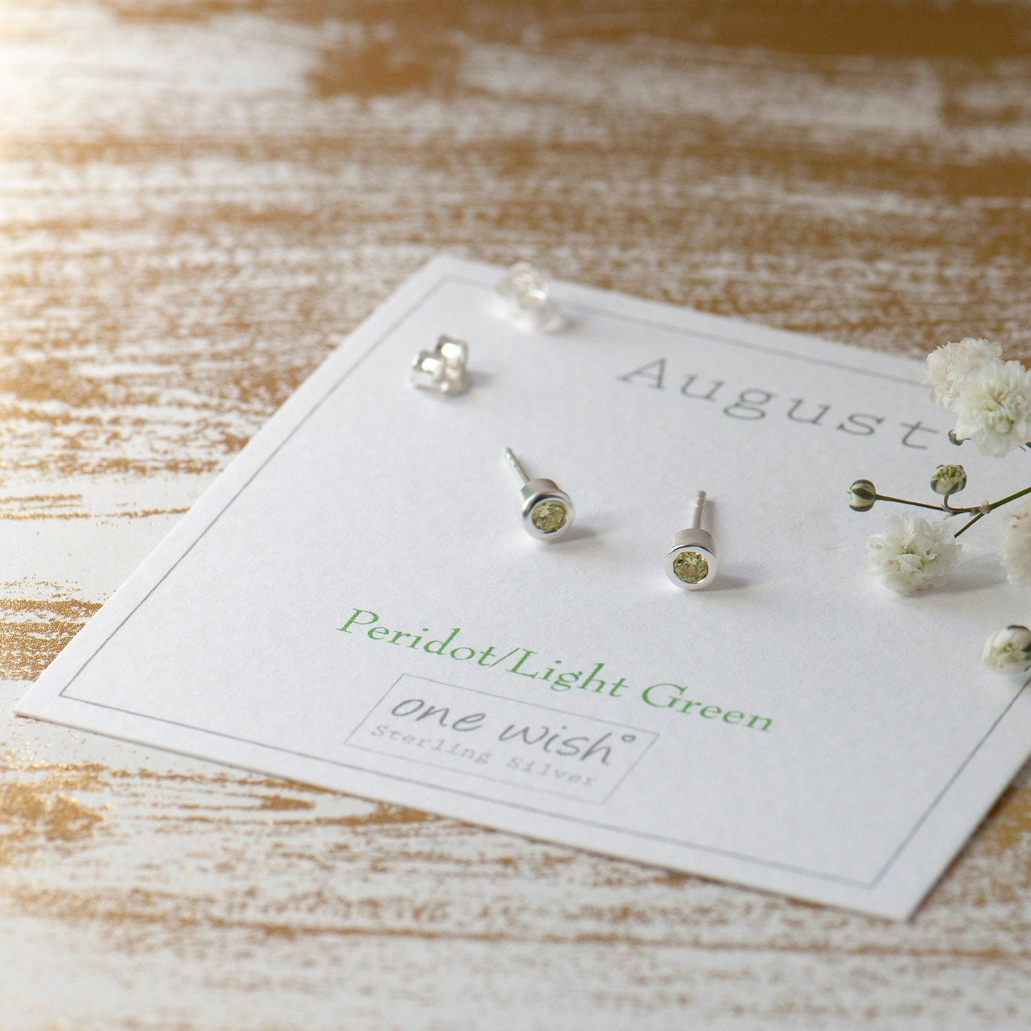 August sterling silver birthstone stud earrings 