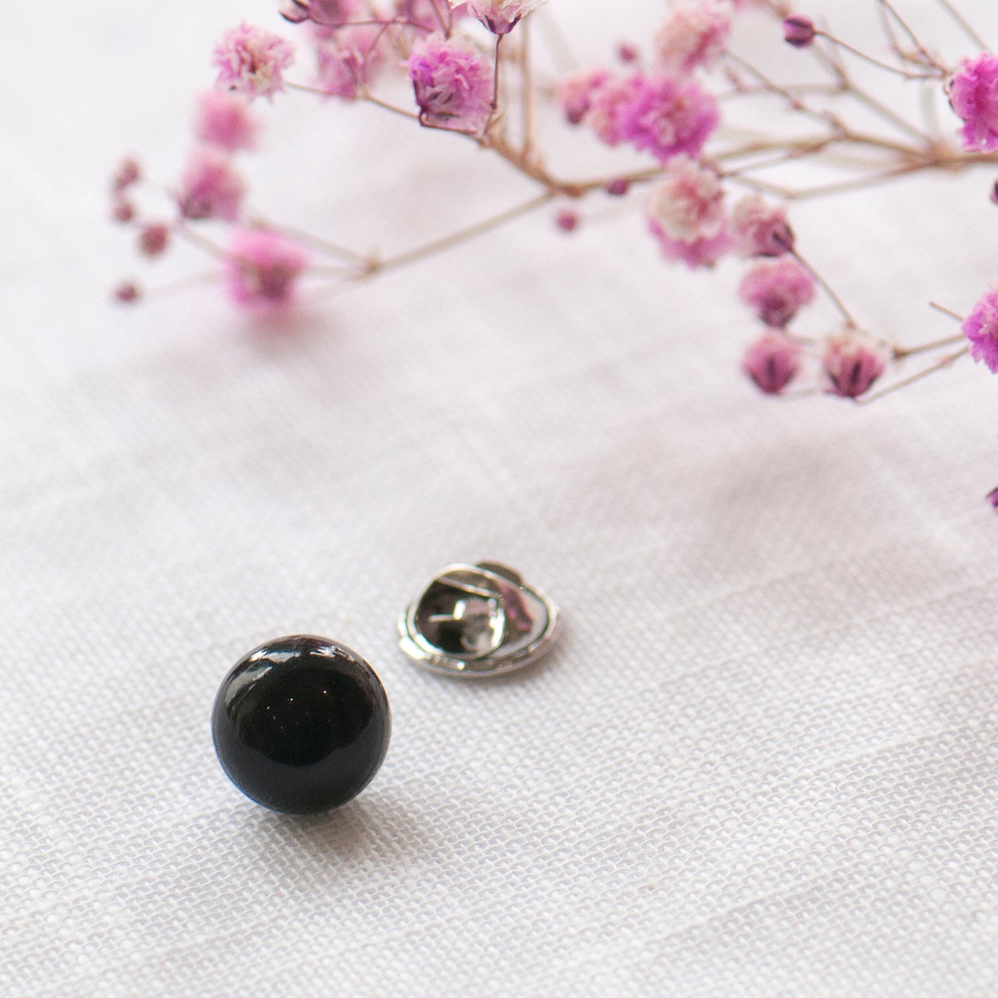 Black faux pearl modesty pin - Grace and Valour on low cut blouse, use as an extra button.  Gift for her, extra button pin, gift for mum, gift for friend.