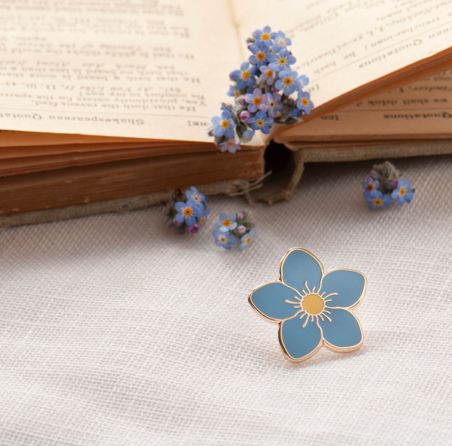 Cornflower blue & gold forget me not little lapel pin. Sympathy gift, memorial gift, in memorium, mourning gift, remembrance gift. Grace & Valour