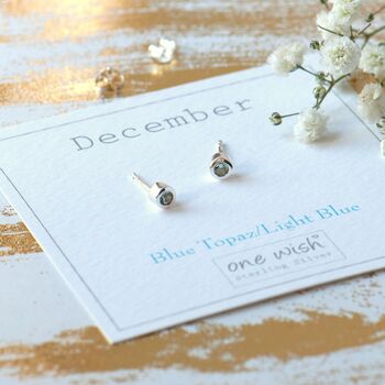 December sterling silver birthstone stud earrings 