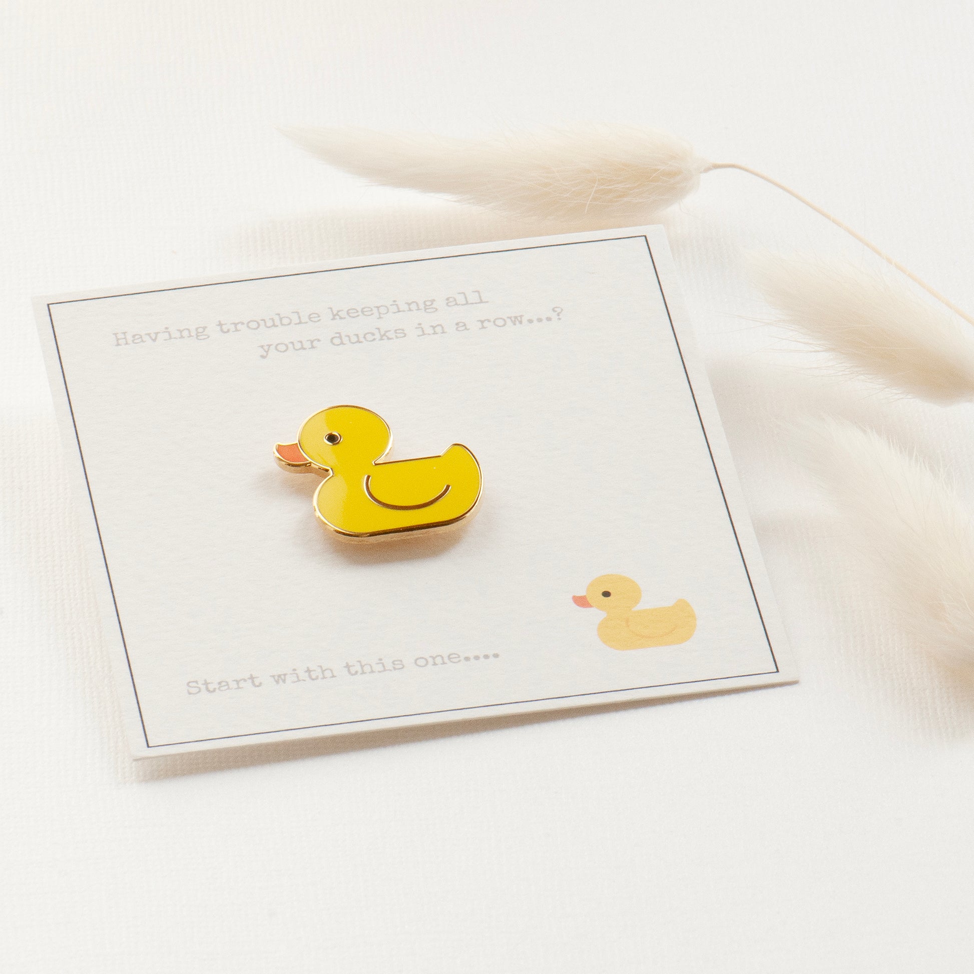 Ducks in a row, enamel duck pin gift
