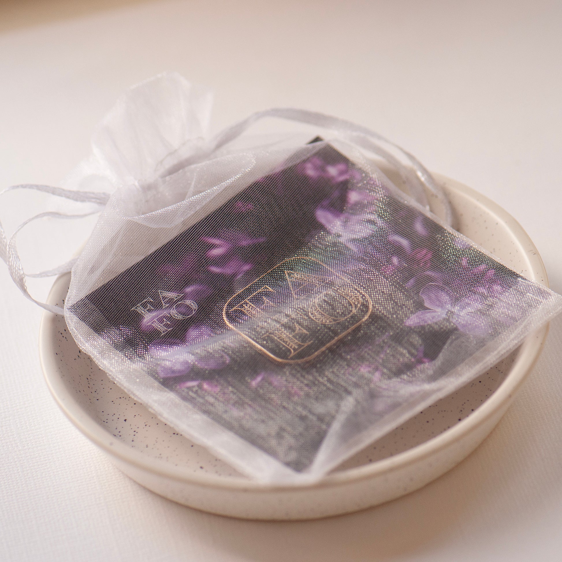 FAFO pin on bespoke gift card in a sweet little chiffon pouch ready for gifting