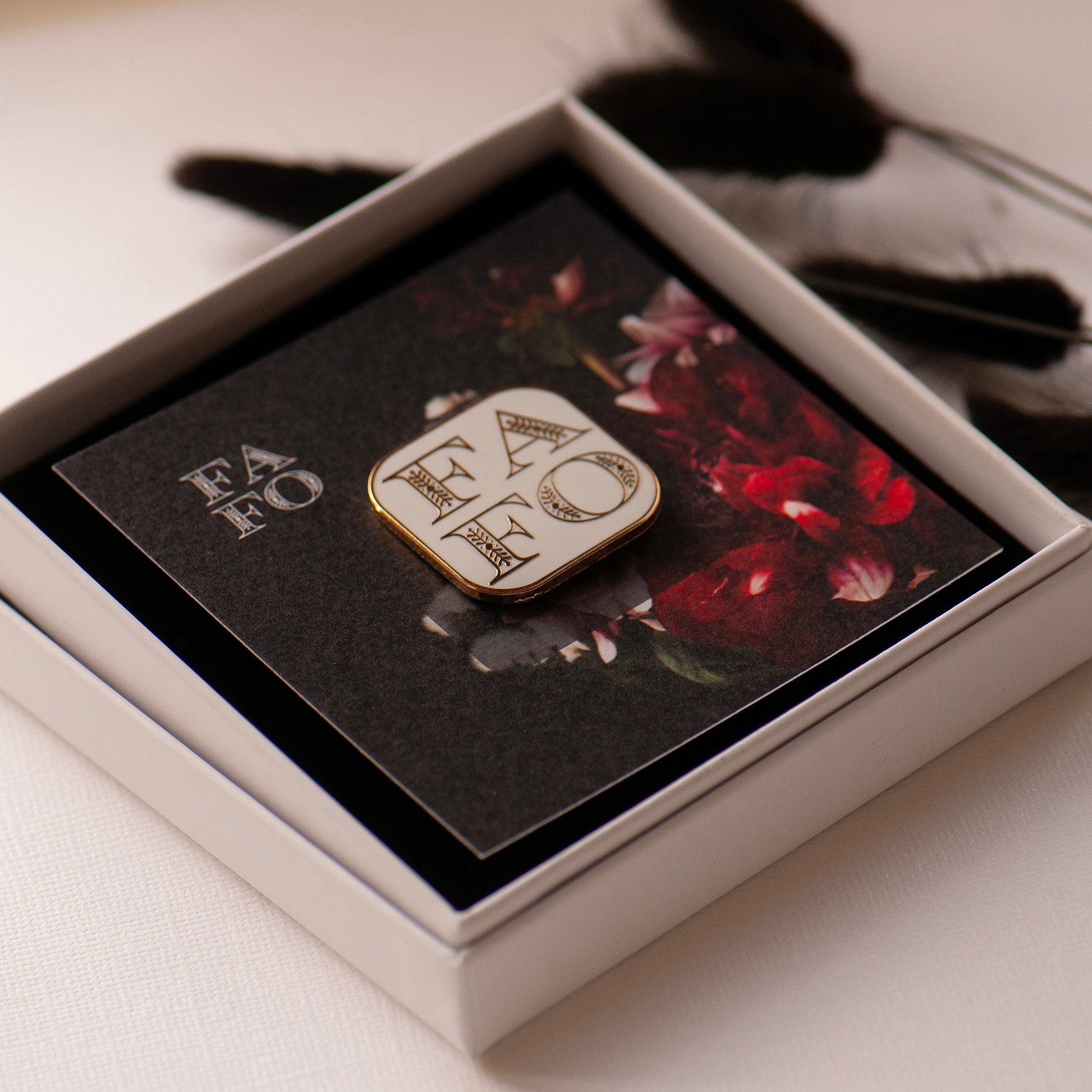 Fafo pin white and gold enamel in gift box ready for gifting, gift for friend, funny gift, sassy gift pin