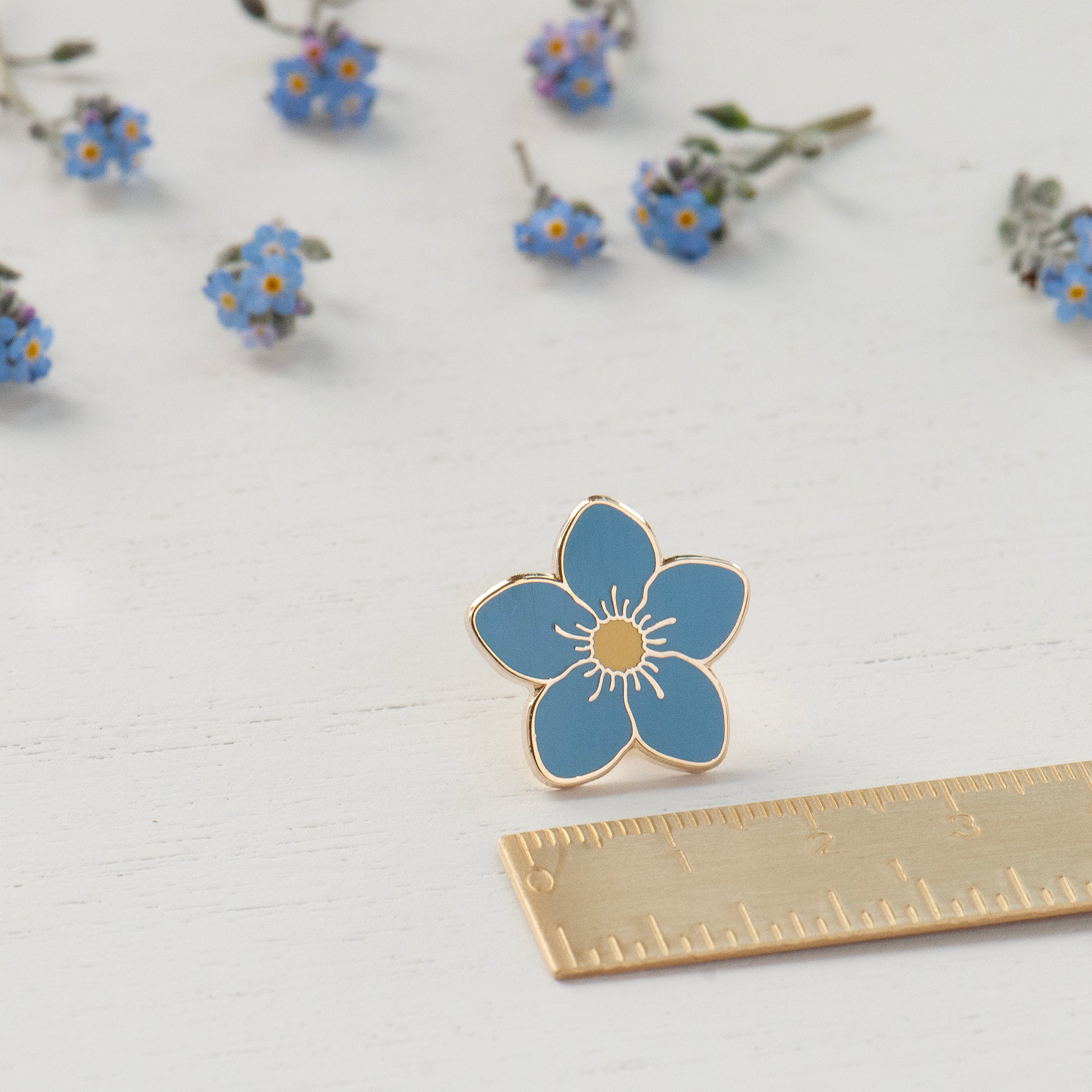 Cornflower blue & gold forget me not little lapel pin. Sympathy gift, memorial gift, in memorium, mourning gift, remembrance gift. Grace & Valour