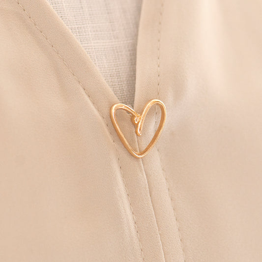 Gold heart metal modesty pin on low cut top, gift for her, gift for mum, gift for daughter, gift for friend