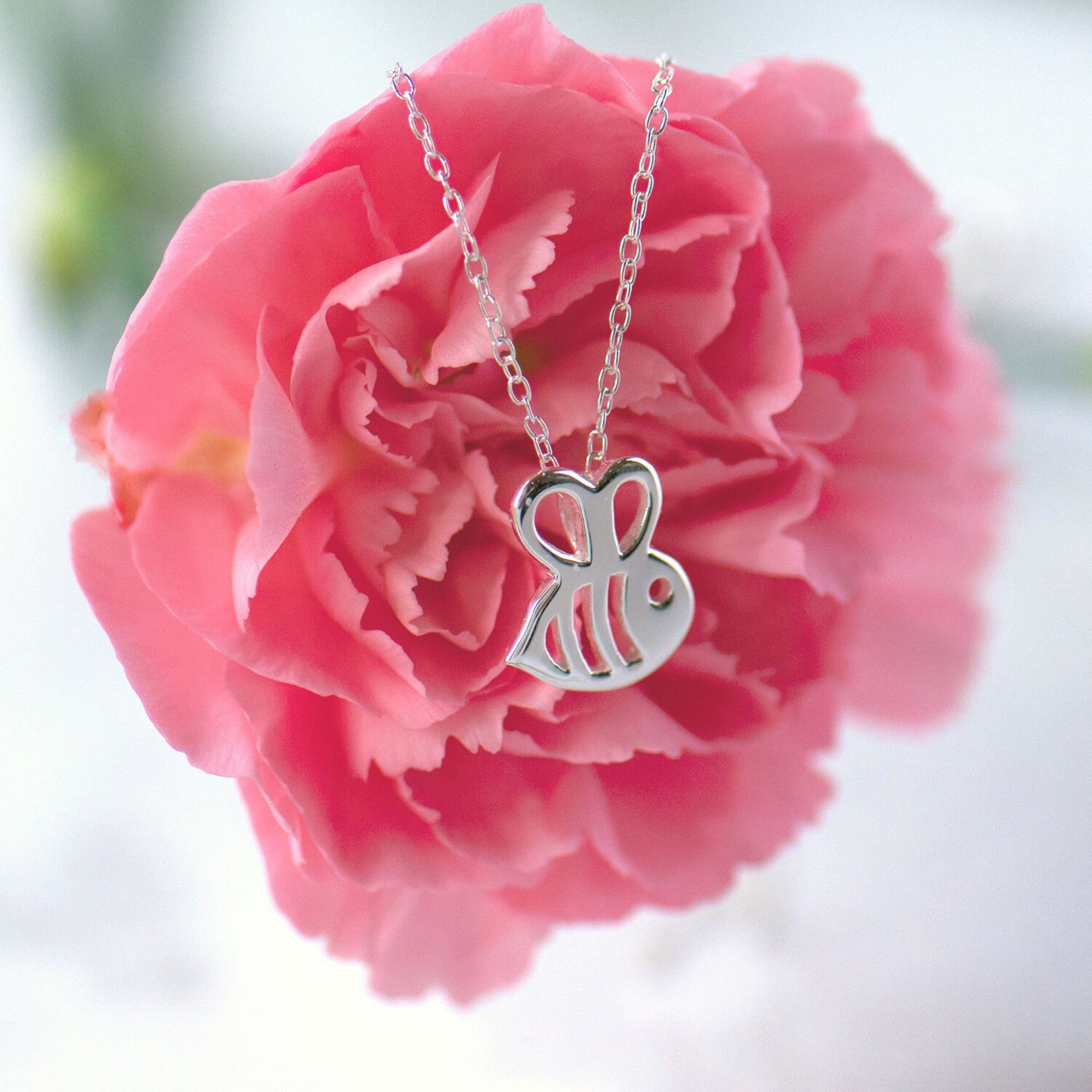 Honey Bee Sterling Silver Necklace, animal lover gift, bee kind quote