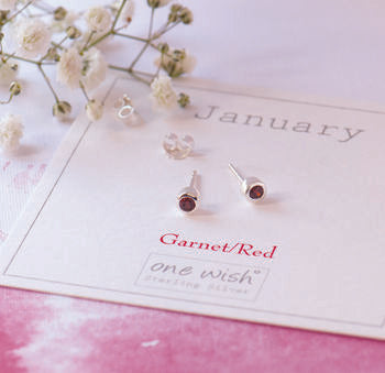 January sterling silver birthstone stud earrings 