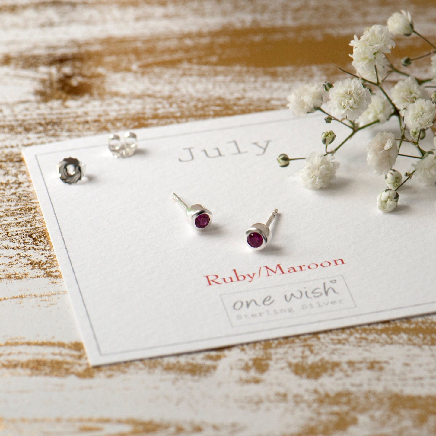 July sterling silver birthstone stud earrings 