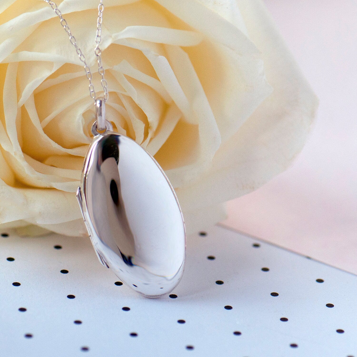 Large plain oval picture locket made from Sterling Silver 925, mothers day gift, memorial gift, statement locket necklace