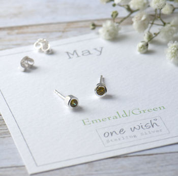 May sterling silver birthstone stud earrings 