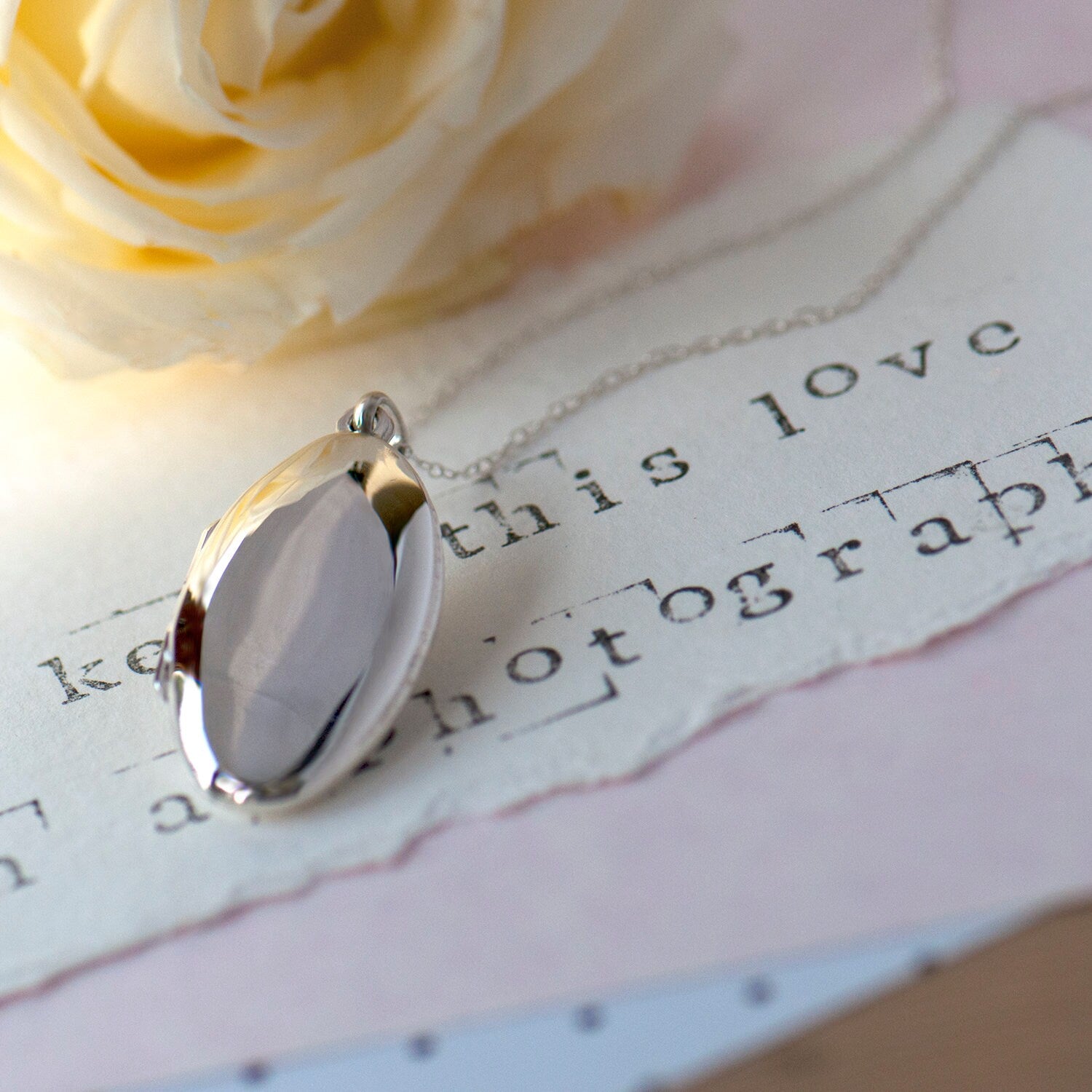 Large plain oval picture locket made from Sterling Silver 925, mothers day gift, memorial gift, statement locket necklace