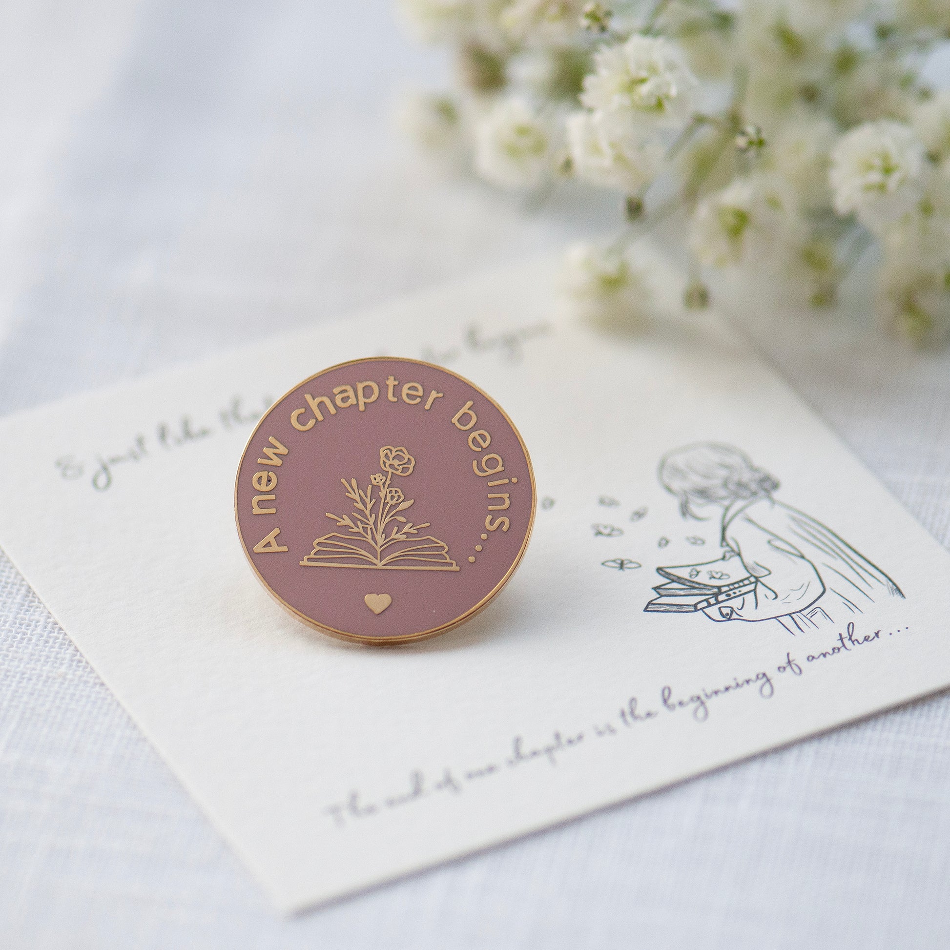 New chapter pin on bespoke gift card