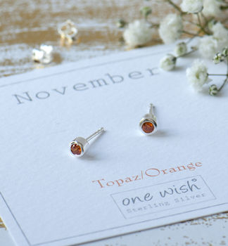 November sterling silver birthstone stud earrings 