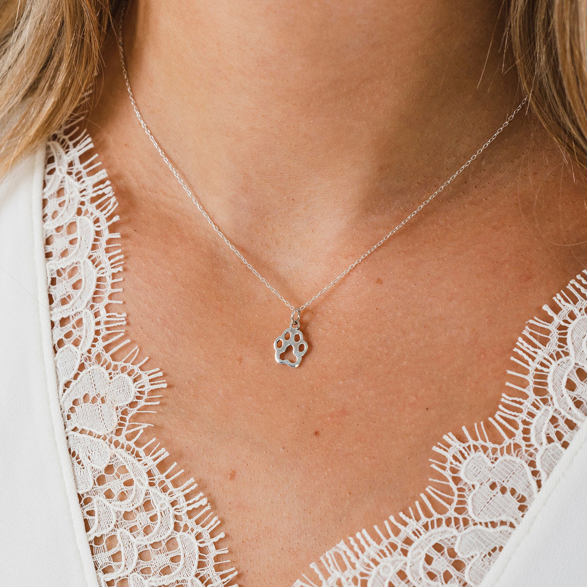 silver paw print necklace